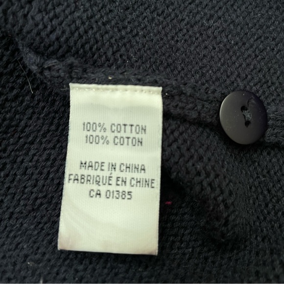 Vintage Dog Cotton Cardigan Sweater 80s 90s Navy L Novelty Grandma Cottagecore - Picture 10 of 13